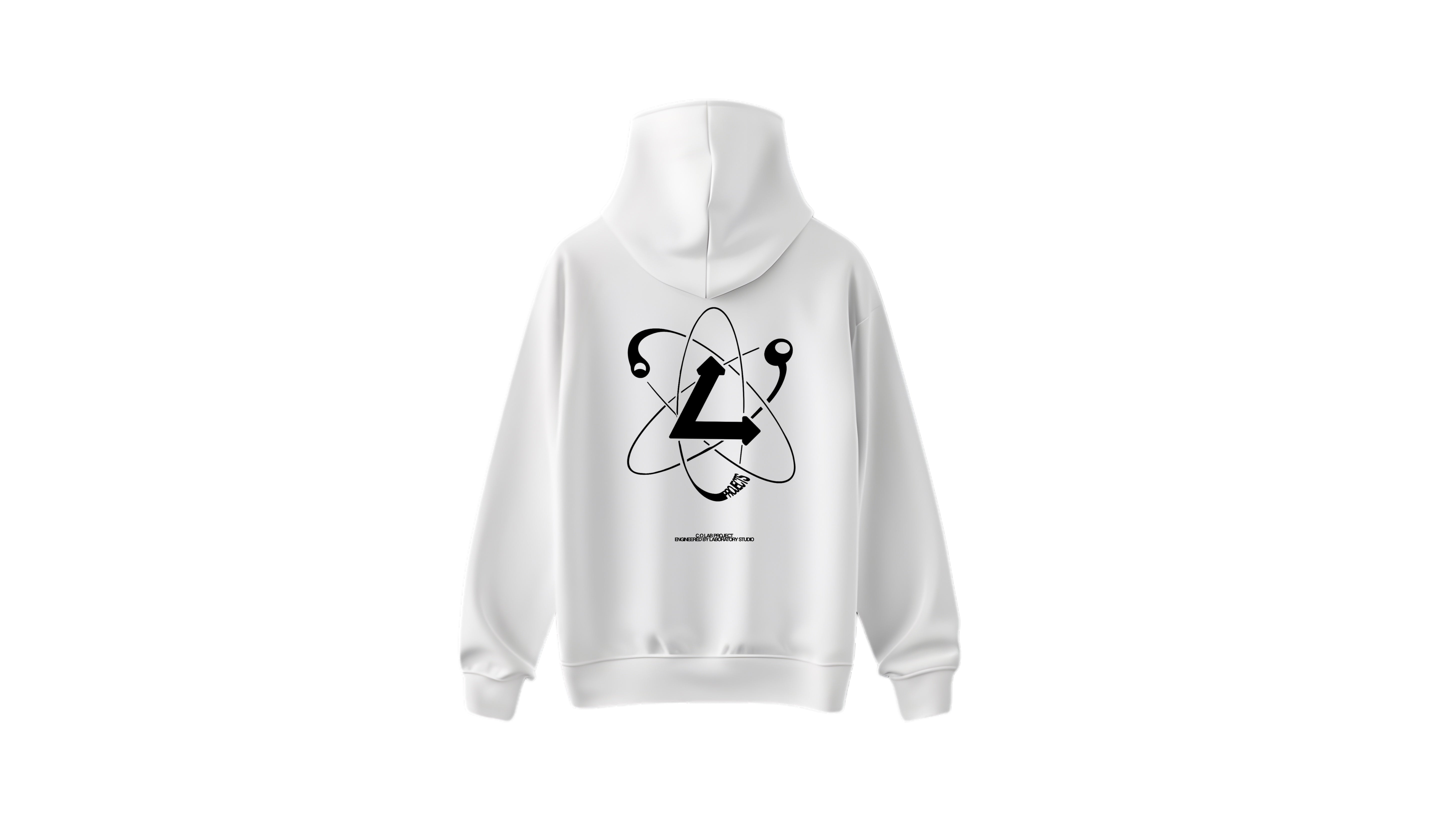 Hoodie blanc sérigraphié BLACK GENESIS 2024 — LABORATORY STUDIO